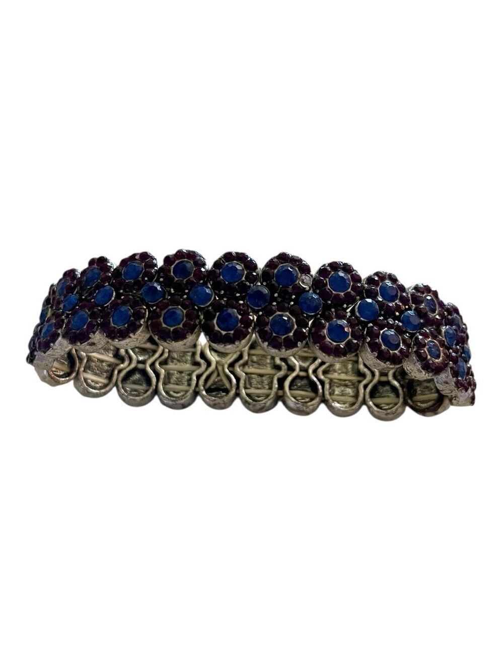 Blue and Purple Rhinestone Vintage Expansion Stretch Bracelet.